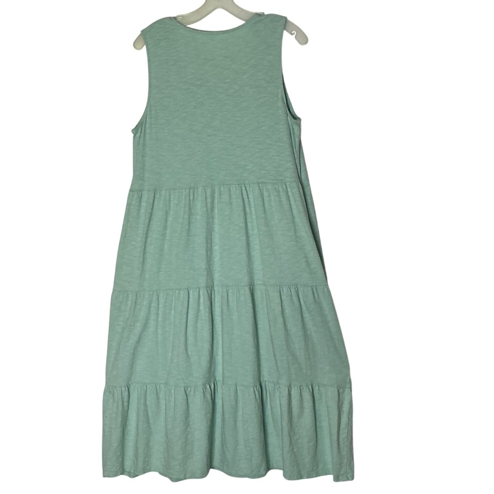 Mint Green Tiered Midi Dress Sleeveless Soft Lounge Coastal Cottagecore L - Picture 4 of 8